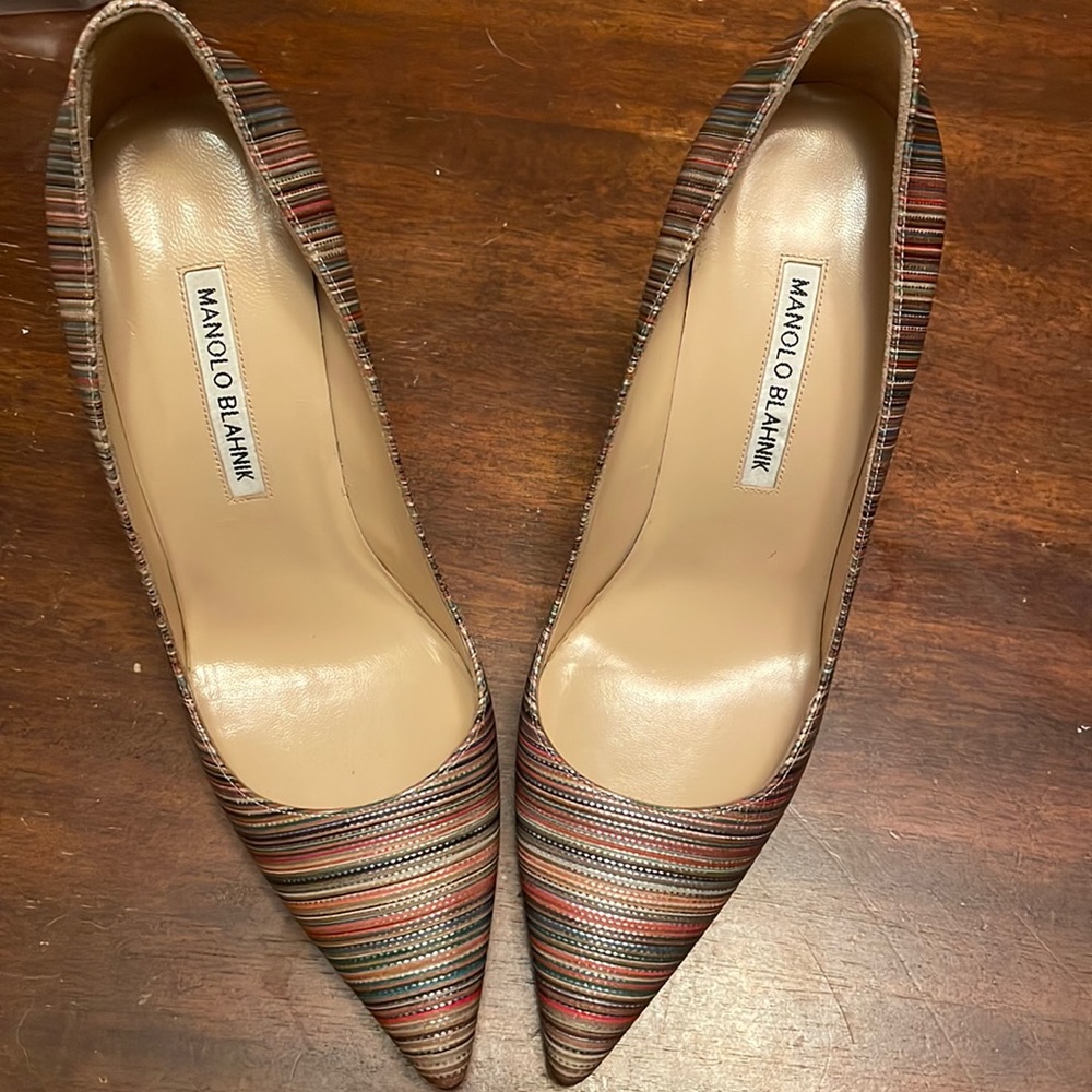 Manolo Blahnik Multi-Stripe Pumps